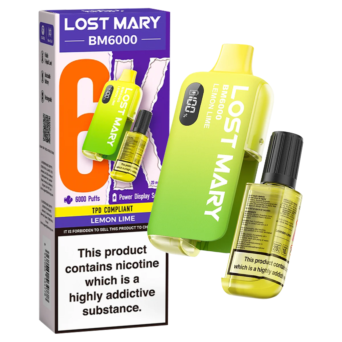 Lemon Lime Lost Mary BM6000 Big Puff Vape