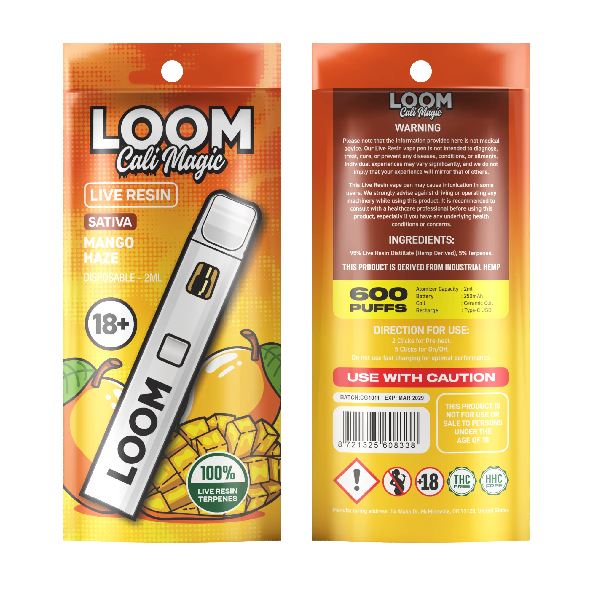 Mango Haze Loom Cali Magic 2ml Vape Pen