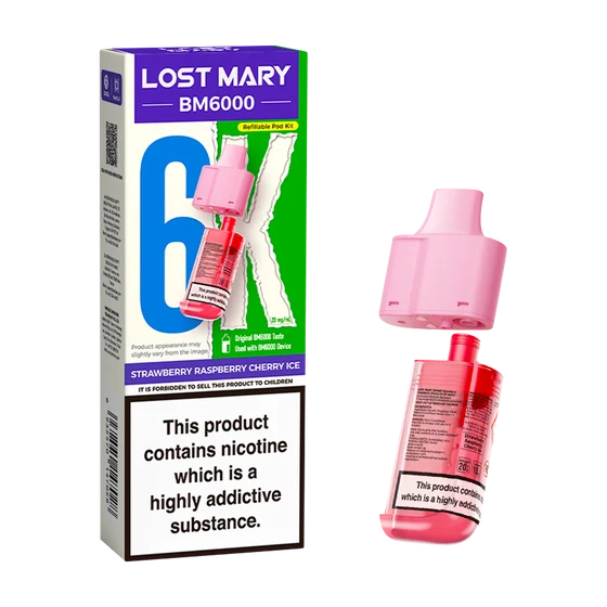 Strawberry Raspberry Cherry Ice Lost Mary BM6000 Refill Pod